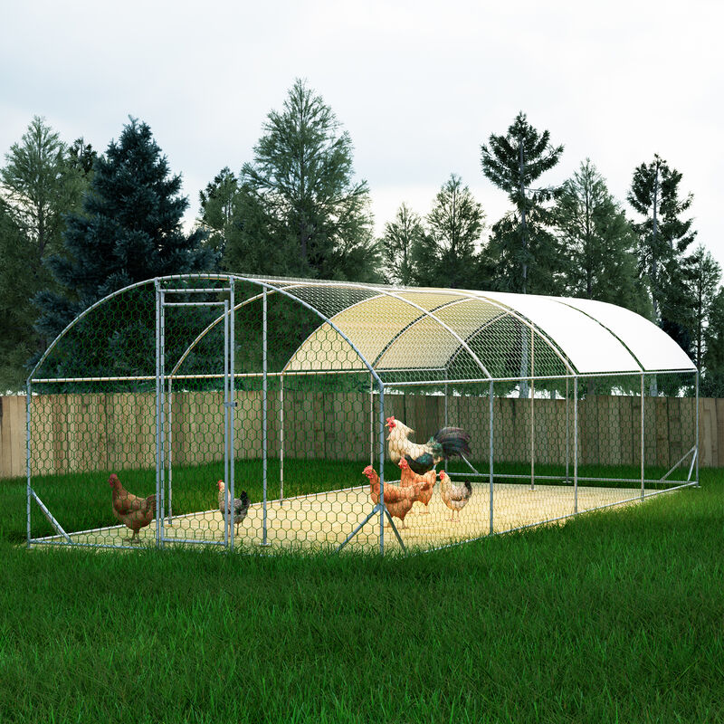 26'x9'x6'Large Metal Chicken Coop,Walk-in Poultry Cage image number 2