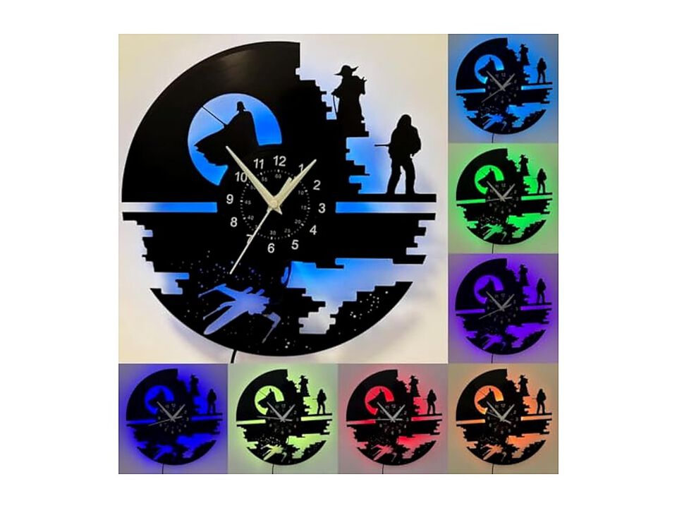 LED Illumination Vintage Vinyl Record Wall Clock Silent Living Room Decor