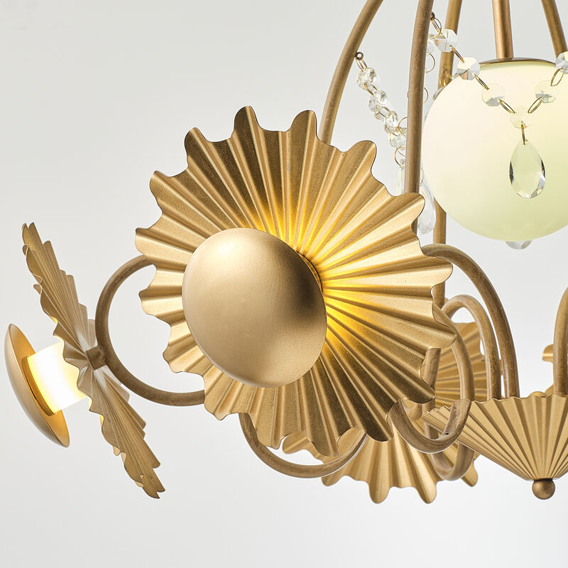 7-Light Modern Art Deco Gold Chandelier, Vintage Gold Branching Pendant Light Fixture for Living Room, Dining Room or Bedroom image number 6