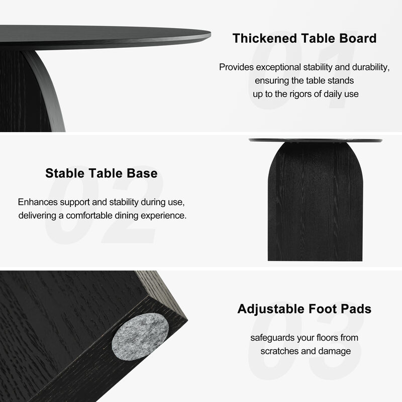79 Inch Wooden Oval Black Dining Table Seats 4-6 People, Suitable for Living Room and Dining Room