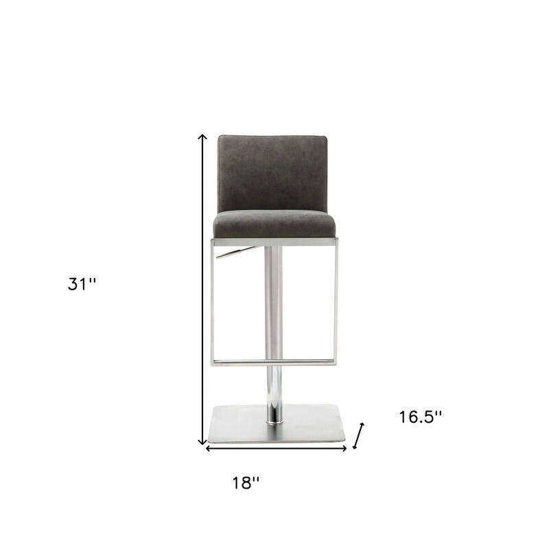 Sleek Stainless Steel Bar Stool with Backrest, Durable Counter Height Chair