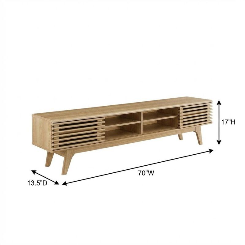 Brown wood entertainment center with spacious TV stand and sleek design image number 2