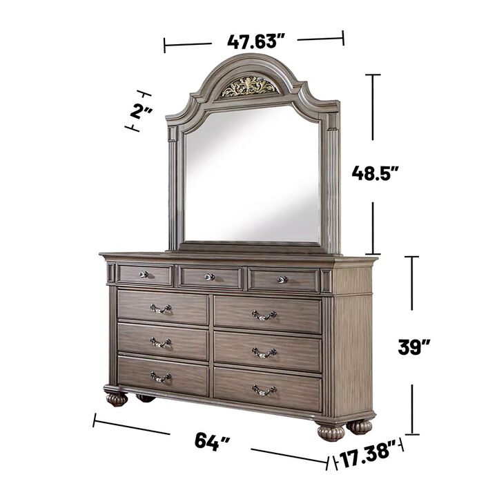 Simple Relax 4 Piece Wooden Queen Size Bedroom Set in Gray