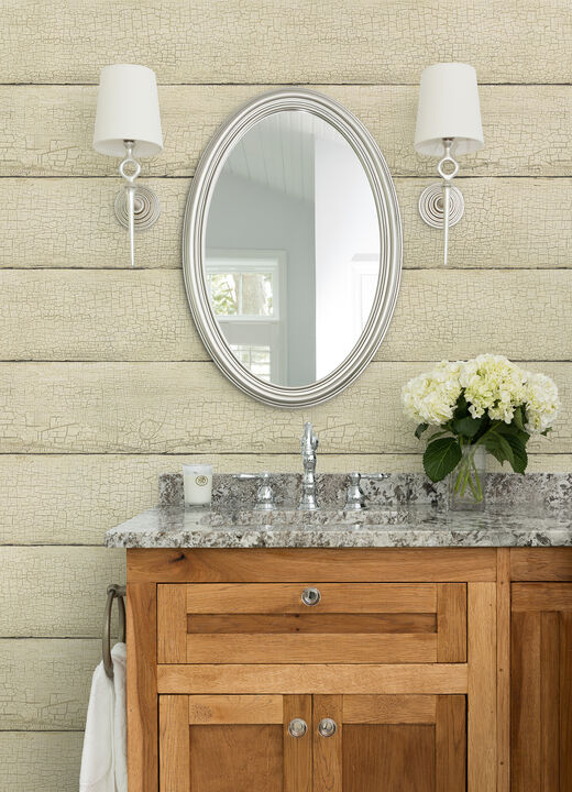Morgan Wheat Distressed Wood Wallpaper