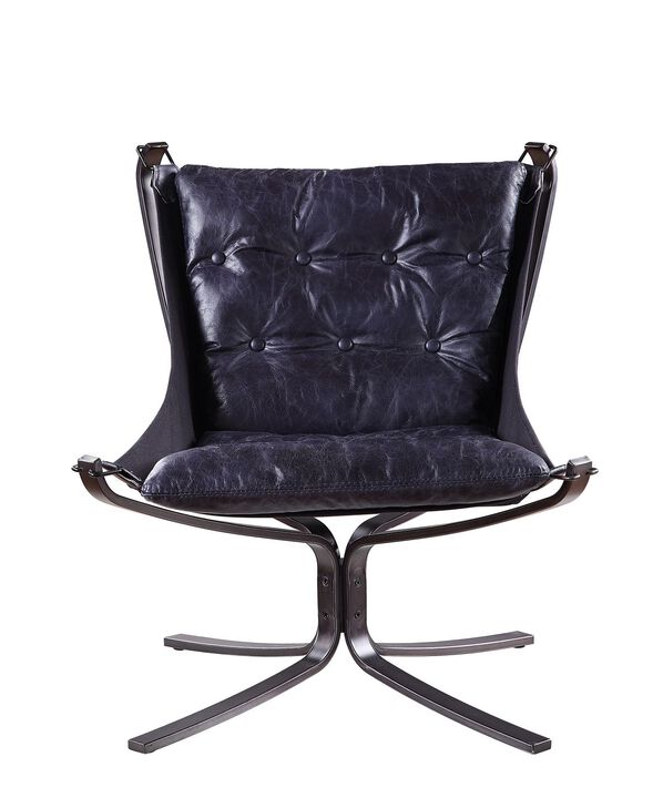 Carney Accent Chair, Vintage Blue Top Grain Leather