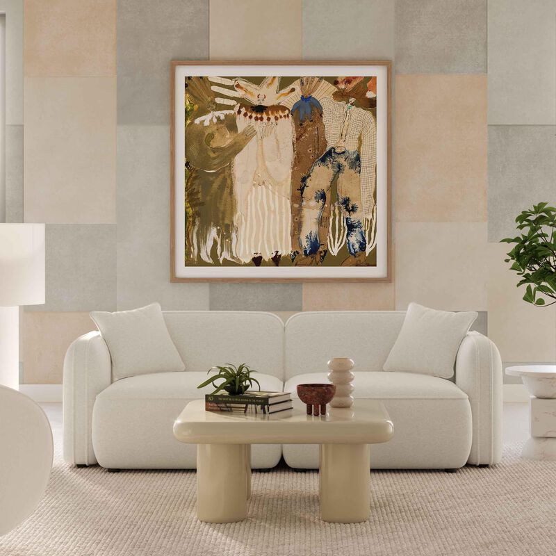 Travie Sand Upcycled Linen Modular Loveseat image number 1