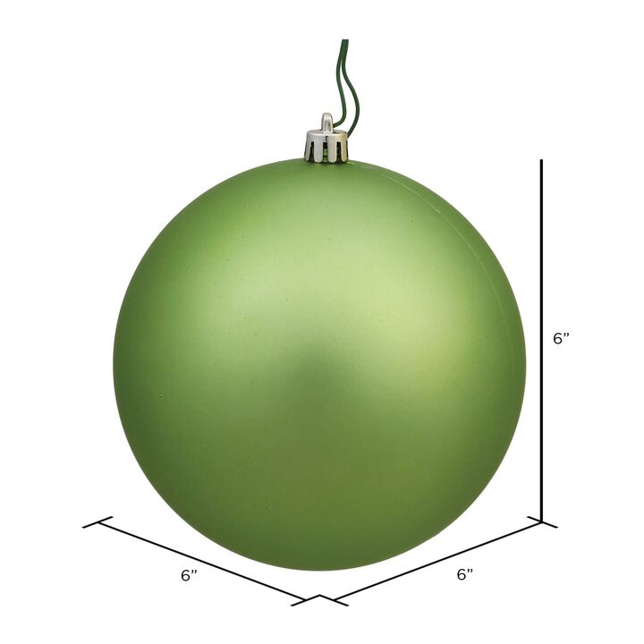 Vickerman N591554DMV Matte Ball Ornaments with Shatterproof UV Resistant, Pre-drilled Cap Secured & Green Floral Wire in 4 per Bag, 6", Celadon
