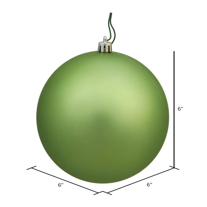 Vickerman N591554DMV Matte Ball Ornaments with Shatterproof UV Resistant, Pre-drilled Cap Secured & Green Floral Wire in 4 per Bag, 6", Celadon image number 1