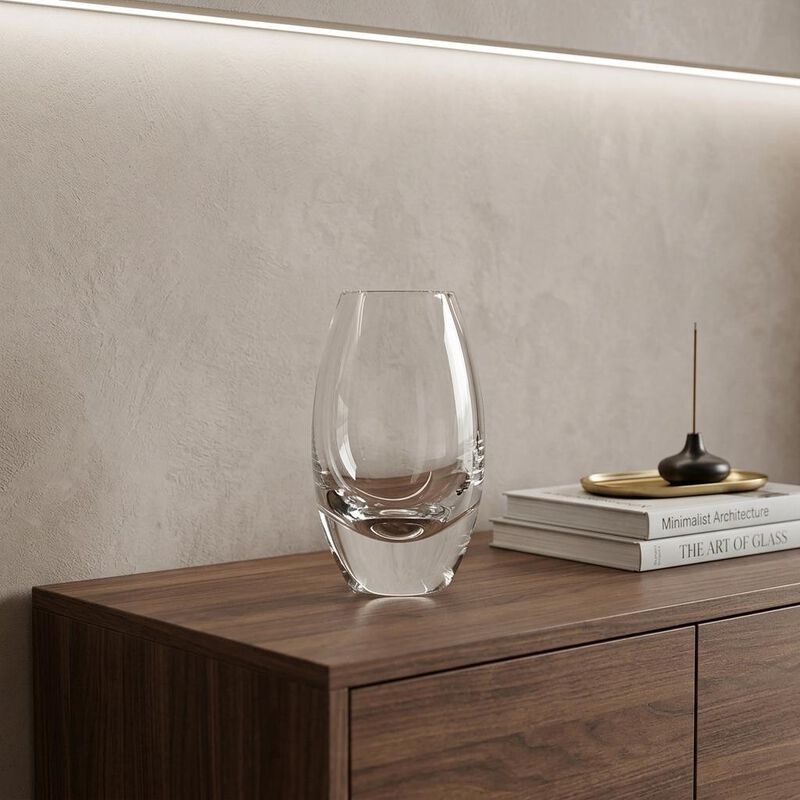 HomeRoots 7" Clear Lead Free Crystal Oval Table Vase image number 1