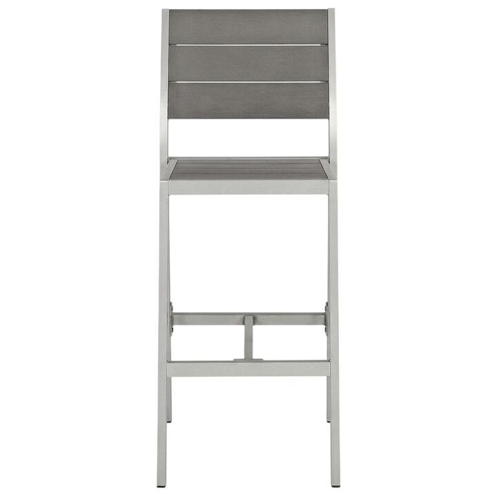 Outdoor Patio Aluminum Armless Bar Stool Set Of 2 With Durable Frame