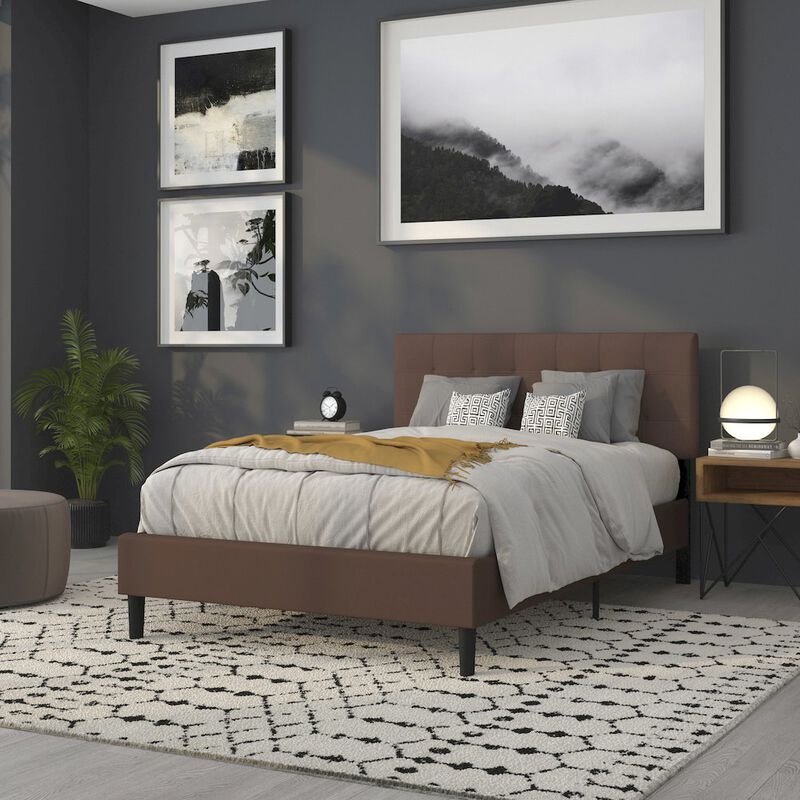 Flash Furniture Tufted Upholstered Full Size Headboard in Dark Brown Fabric image number 6