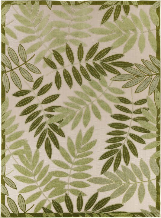HomeRoots 10' X 14' Ivory And Green Palm Leaf Indoor Outdoor Area Rug