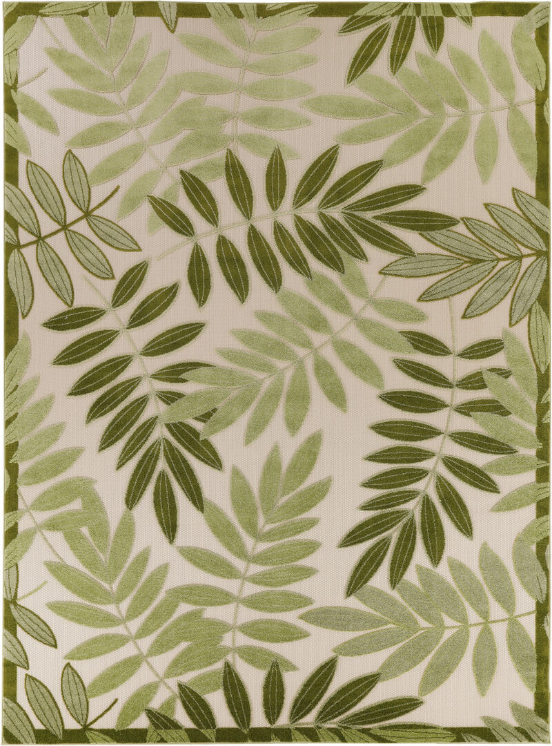 HomeRoots 10' X 14' Ivory And Green Palm Leaf Indoor Outdoor Area Rug image number 0