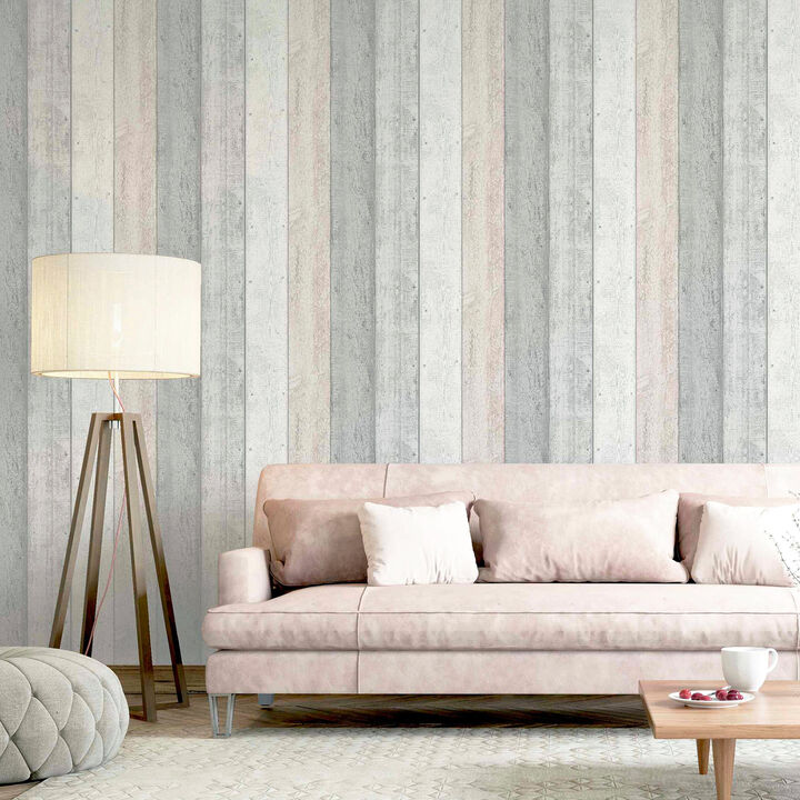 Forrest Blush Wood Plank Wallpaper