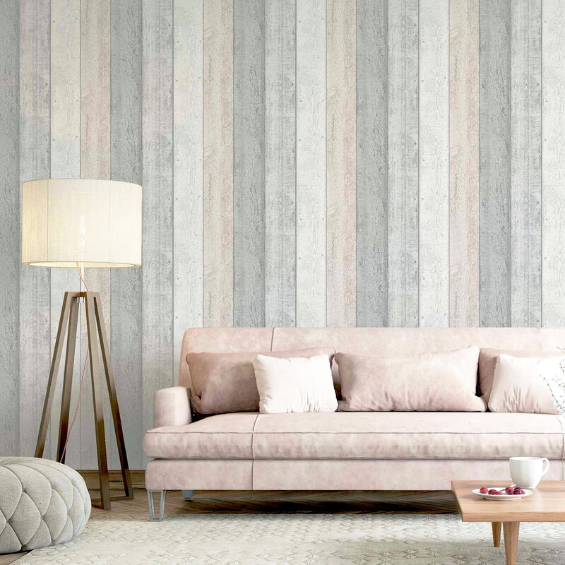 Forrest Blush Wood Plank Wallpaper image number 1