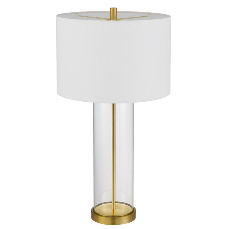 Table Lamp Set of 2, Off White Shade, Round Glass Base, Brass Accents image number 3
