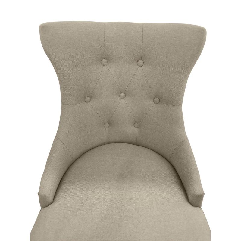 Carolina Living Tufted Back Upholstered Chair - Set of 2 - Natural Driftwood - Linen Upholstery