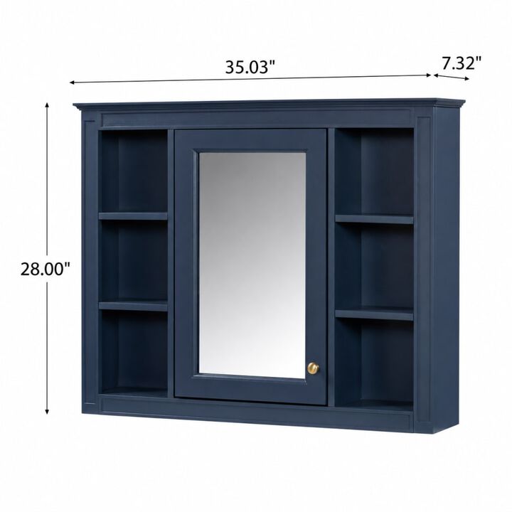 ELEMENT ACE 35 Inch Wall Mounted Medicine Cabinet with Mirror, Modern Bathroom Storage Cabinet with Adjustable Shelves, Towel Rod and Ample Storage Space