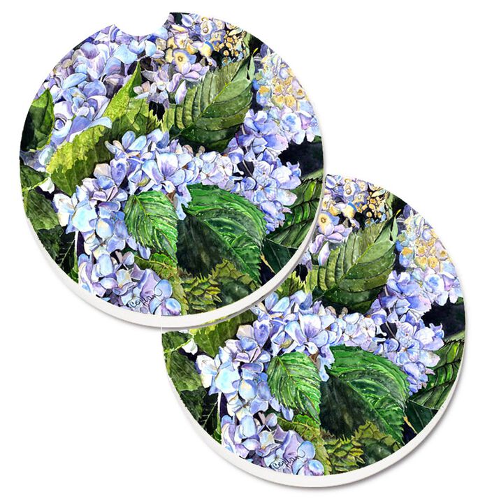 Caroline's Treasures Hydrangea Set of 2 Cup Holder Car Coasters 8730CARC, 2.56, Multicolor
