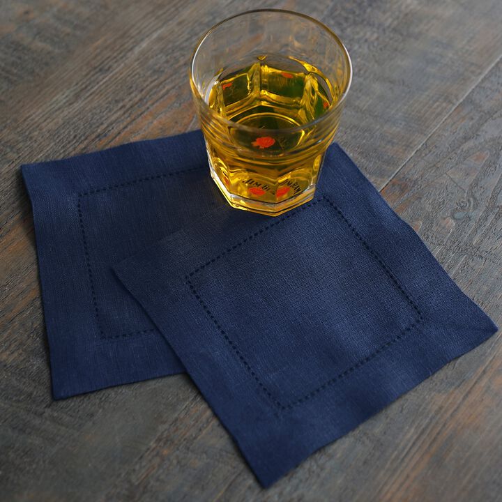 Linen Cocktail Napkins - Classic Hemstitch