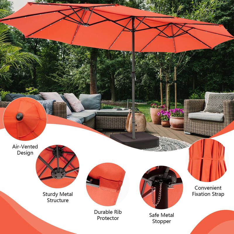 Mondawe 15 Feet Double-Sided Patio Umbrella with 48 LED Lights image number 4