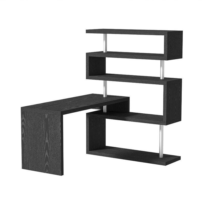 Multifunctional Workspace: 94" L-Shaped Rotating Desk with Display Shelves image number 0
