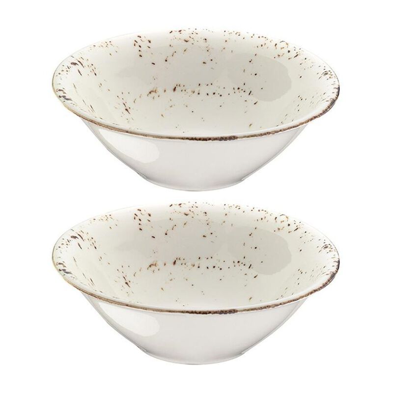 Grain dia.8" h:2.5" 30 oz. Round Decorated Porcelain Bowl (Set of 2)
