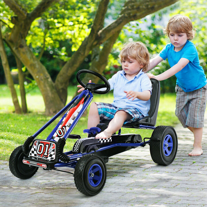 4-Wheel Kids Pedal Go-Kart Ride-On Racer Car for Outdoor Play