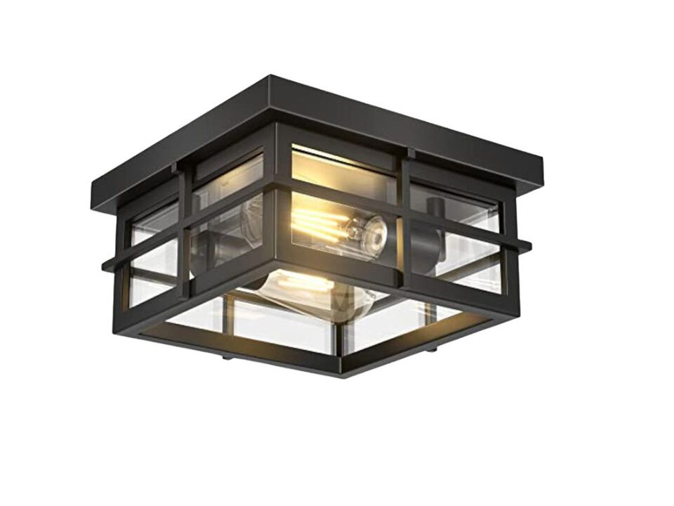 Modern Outdoor Ceiling Light Fixtures 2 Black Flush Mount Clear Glass Shade Not