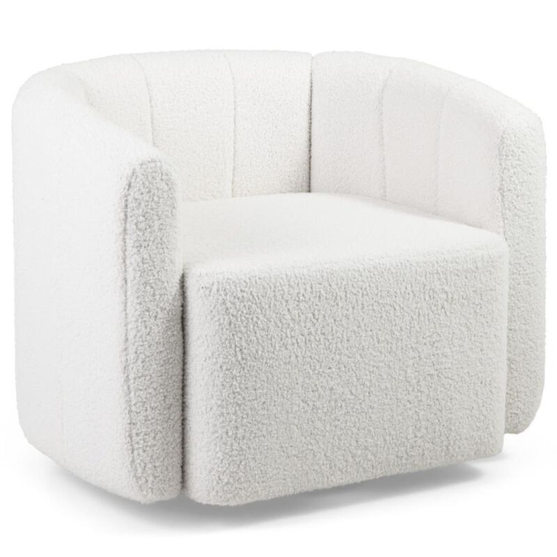 Hivvago Modern Upholstered Sherpa Accent Chair with Curved Backrest and Armrests