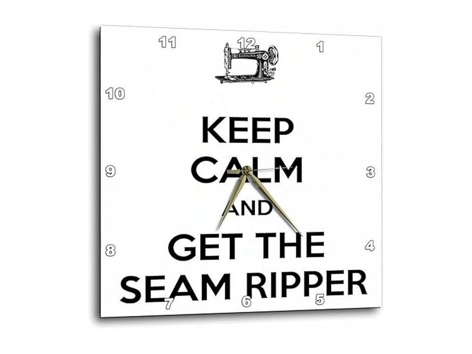 Keep Calm Get Seam Ripper White Wall Clock 10 Inch Black Home Decor