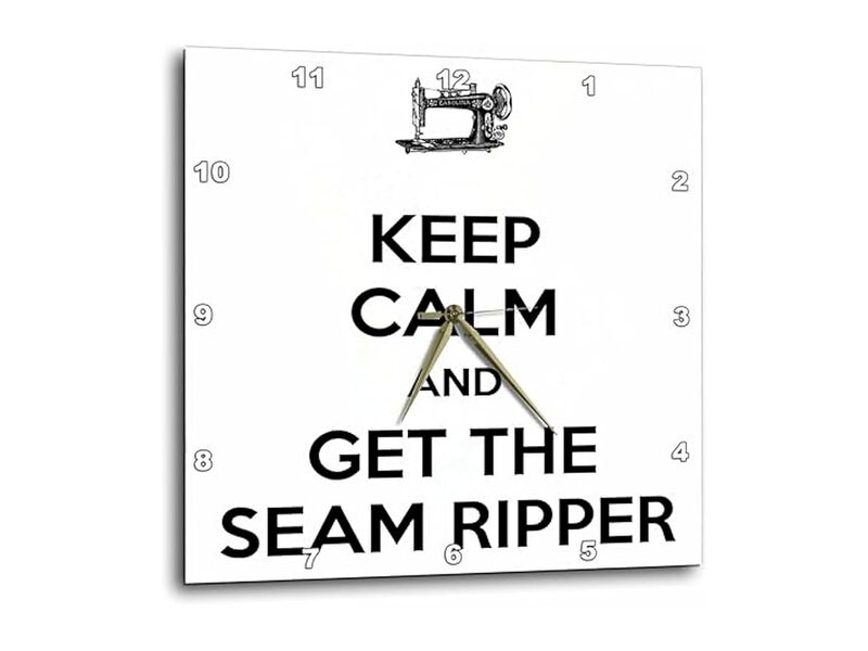 Keep Calm Get Seam Ripper White Wall Clock 10 Inch Black Home Decor image number 0