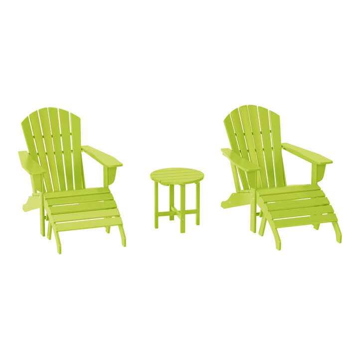 WestinTrends Outdoor Adirondack Chair With Ottoman And Side Table 5-Piece Set