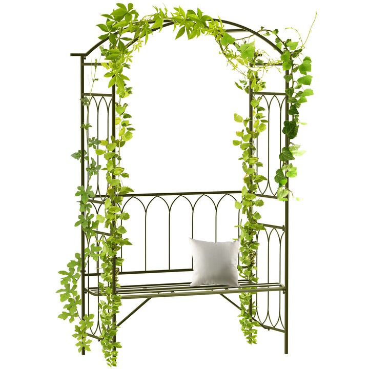 Hivvago 2-Person Garden Bench with Trellis Arch for Vines