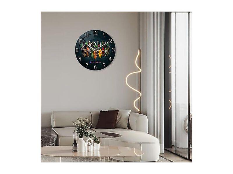 Kitchen Wall Clock Battery Operated 12 Inch Round Decor Clocks Walls Glass Room image number 1