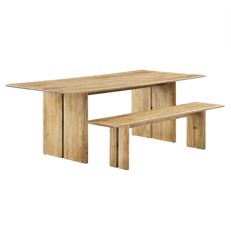 Amistad 86" Wood Dining Table and Bench Set image number 0