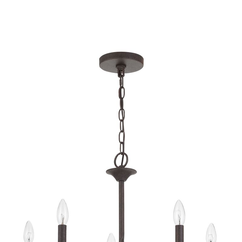 Bah 26 Inch Chandelier, Spiral Candelabra w Hanging Chain, Black - Benzara