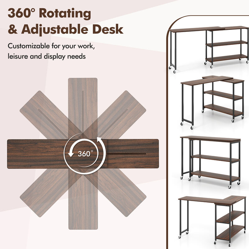 360-Degree Rotating Sofa Side Table with Wheels and Storage Shelf - Patented Design image number 5