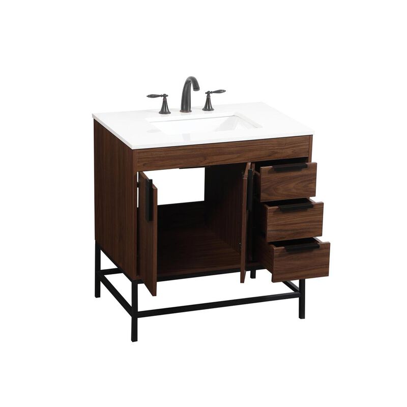Elegant Kitchen and Bath 32 inch Single bathroom vanity in walnut
