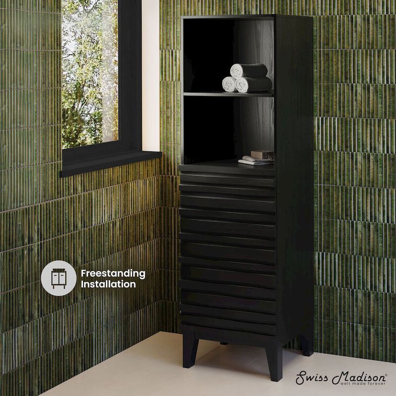 Cascade 17 x 17 x 60 Freestanding Linen Cabinet in Black Oak image number 1