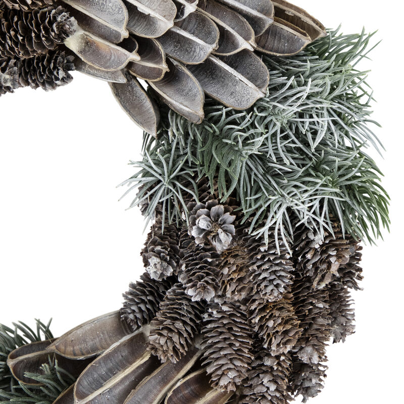Brown and Green Pine Needle and Pine Cone Artificial Christmas Wreath  13.5-Inch  Unlit image number 2