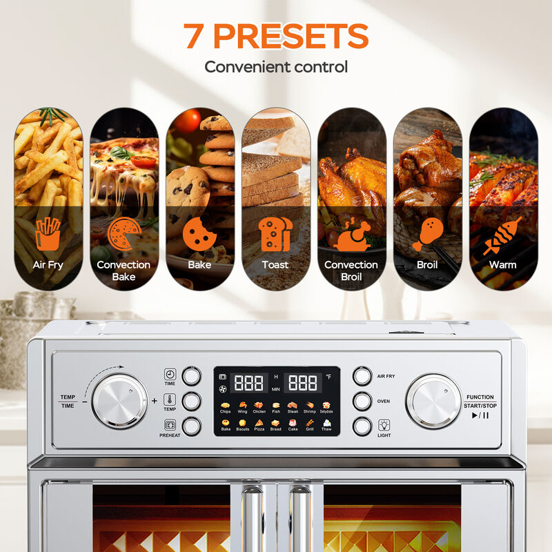 26QT French Double-Door Air Fryer Convection Toaster Oven, 7-in-1 Multi-Function Stainless Steel Toaster Oven image number 5
