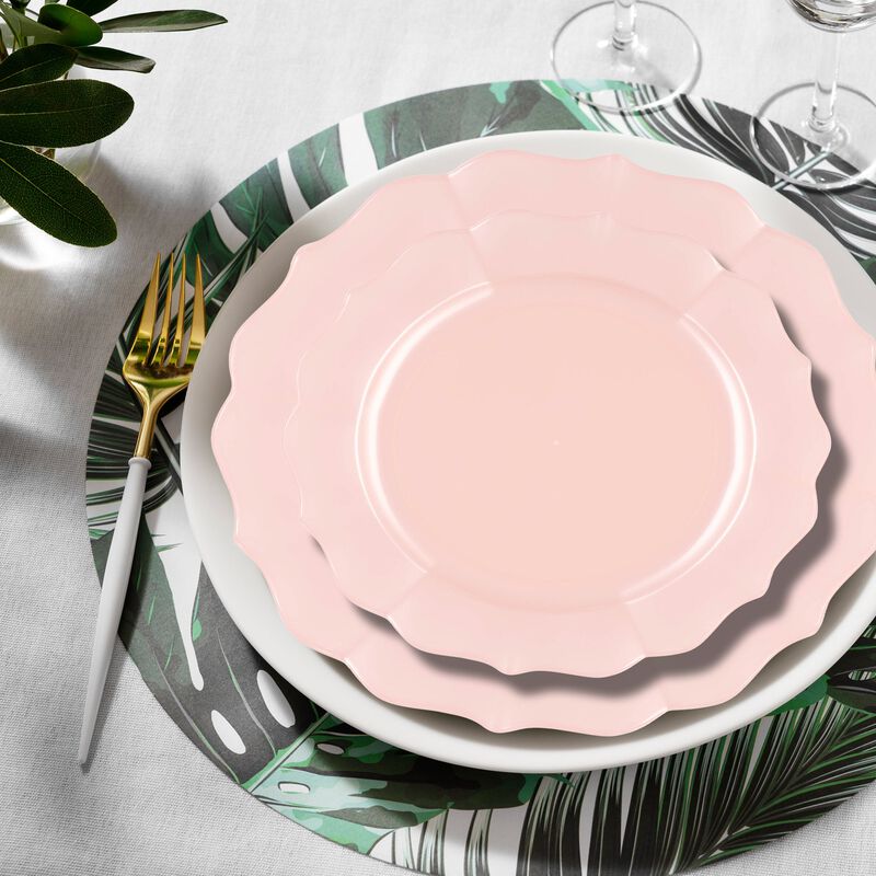 Pearl Pink Round Lotus Plastic Dinnerware Value Set (120 Sets) image number 1