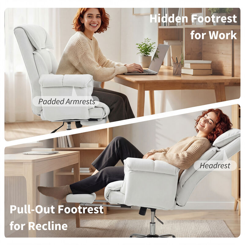 Hivvago Reclining Desk Chair with High Resilience Foam and Rolling Wheels image number 7