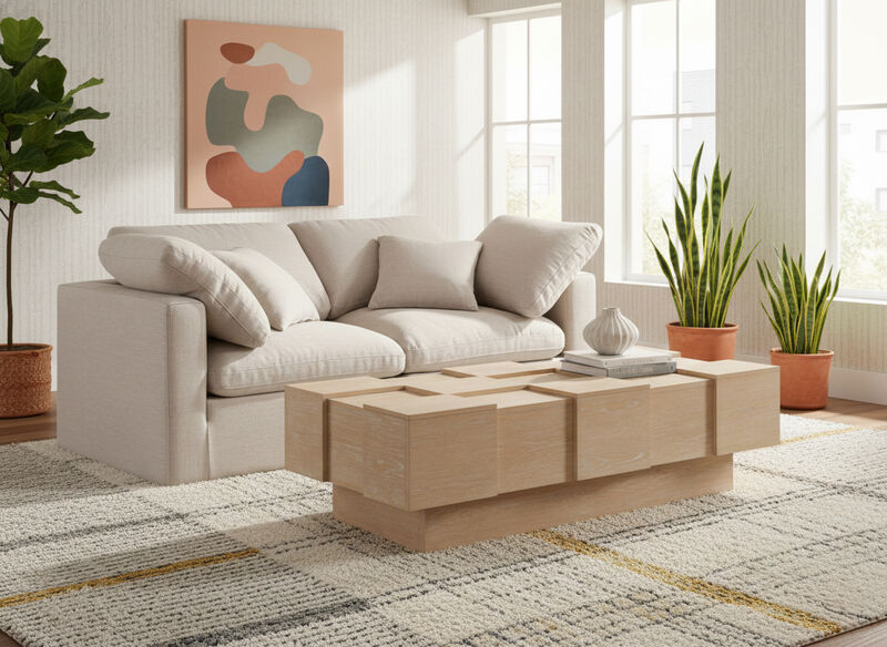 Meridian Furniture Anzio Natural Oak Veneer Coffee Table