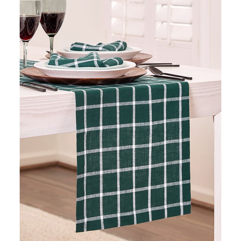 Christmas Linen Table Runner - Windowpane, Solino Home