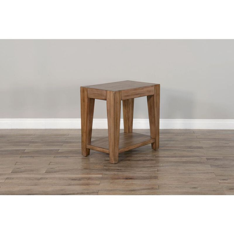 Sunny Designs Doe Valley 25 Mid-Century Wood Chair Side Table in Taupe Brown