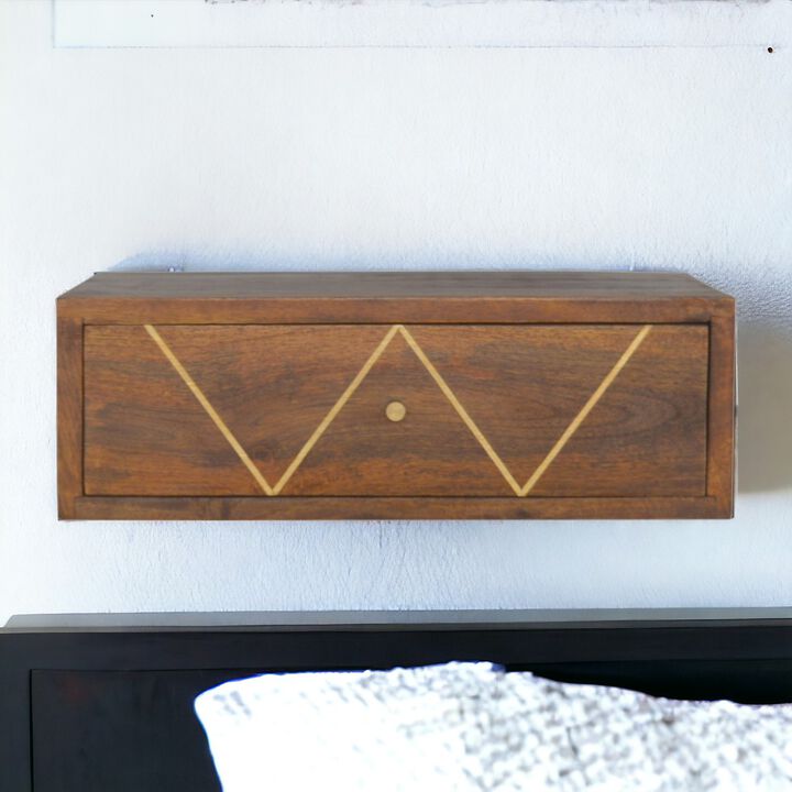 Artisan Furniture solid Wood Floating Chestnut Brass Nightsand