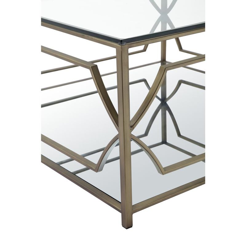90210 Furniture Edward Square Coffee Table Brass