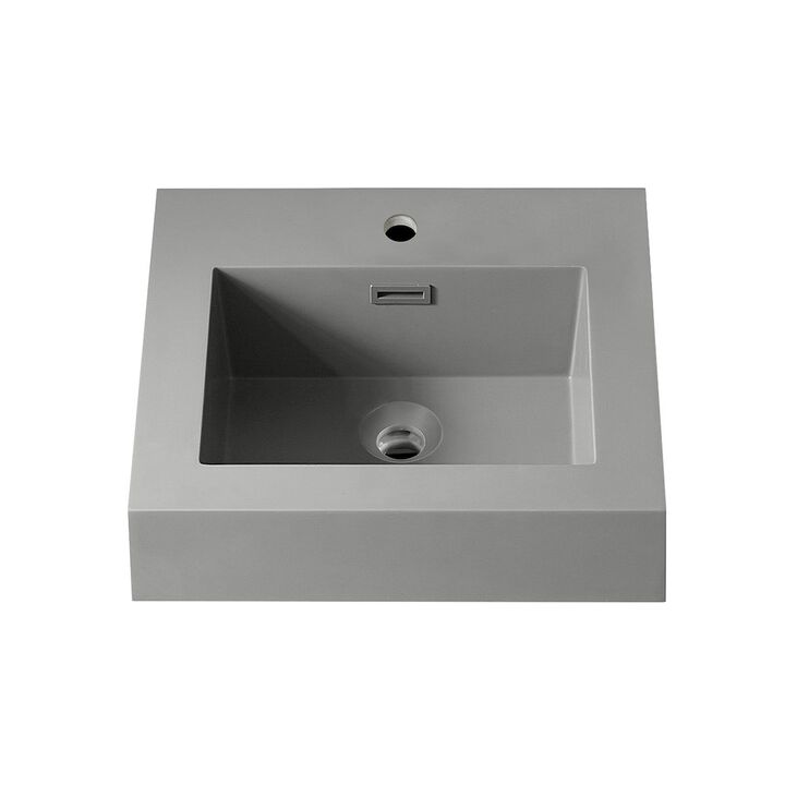 Vinnova Design Square Grey Finish Composite Granite Stone Console Bathroom Vanity Sink